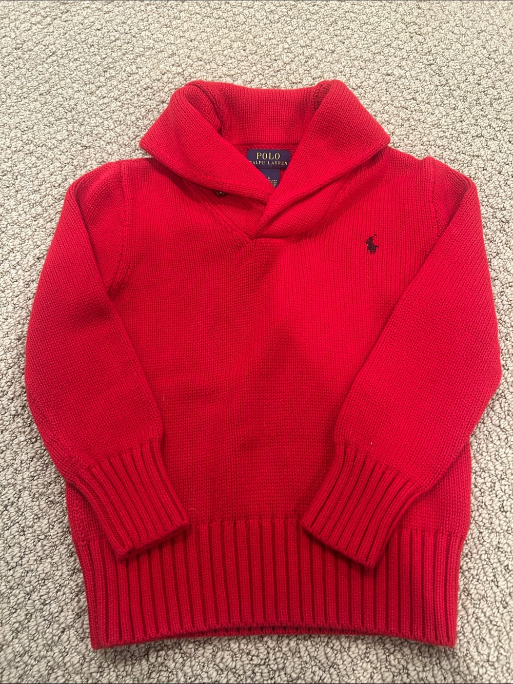 Polo by Ralph Lauren Bright Red Shawl-Collar Sweater
